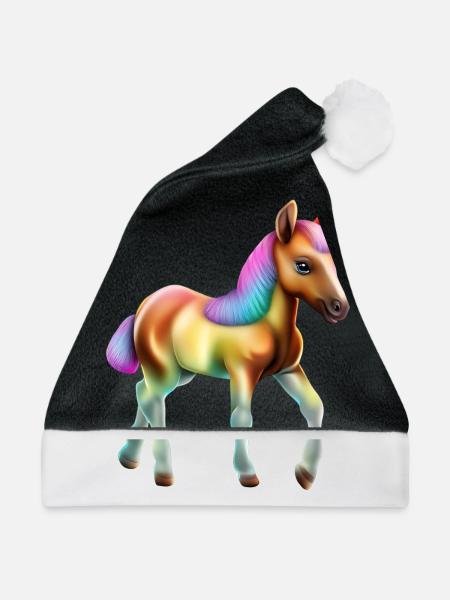 Buntes Baby Pferd - Weihnachtsmütze - Schwarz/Weiß