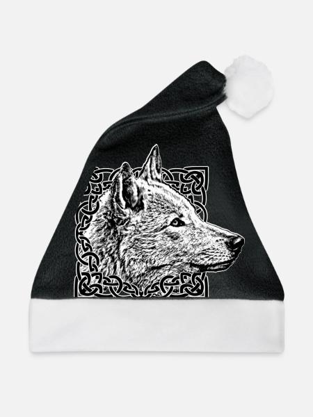Wolf grau - Weihnachtsmütze - Schwarz/Weiß