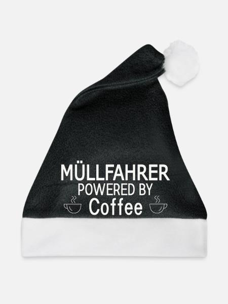 Müllfahrer Powered By Coffee - Weihnachtsmütze - Schwarz/Weiß