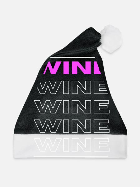 Wein Wein Weinzeit - Weihnachtsmütze - Schwarz/Weiß - Vorne