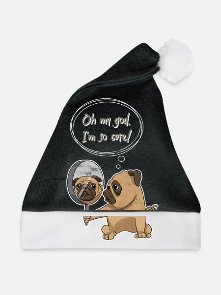 Cute Pug - Weihnachtsmütze - Schwarz/Weiß