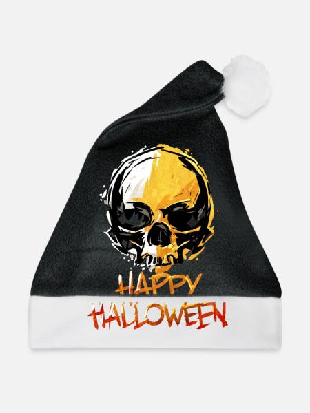 Glücklicher Halloween-Schädel - Weihnachtsmütze - Schwarz/Weiß