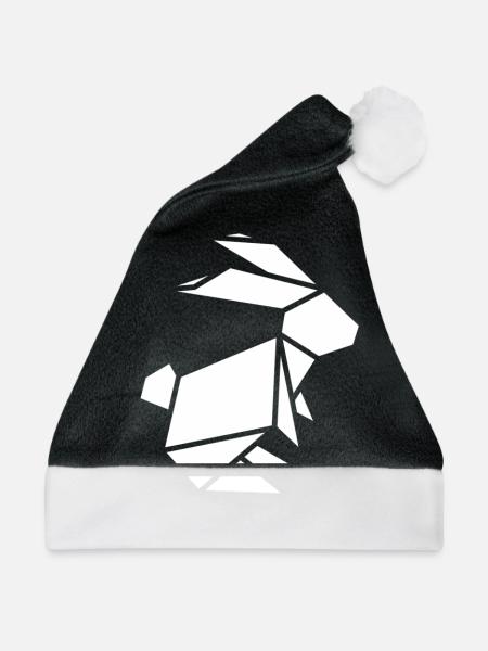 origami hase - Weihnachtsmütze - Schwarz/Weiß