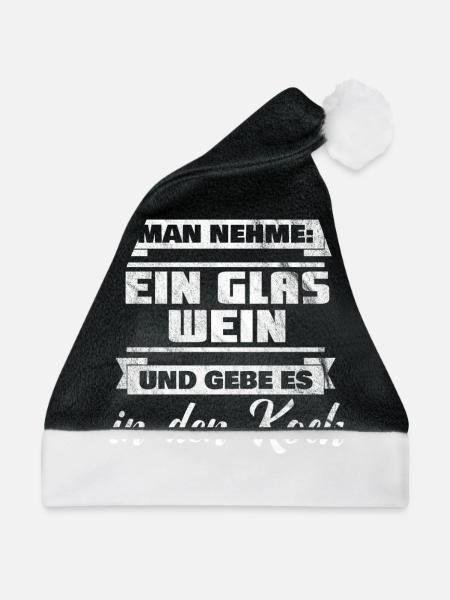 Kippe den Wein in den Koch - Weihnachtsmütze - Schwarz/Weiß - Vorne