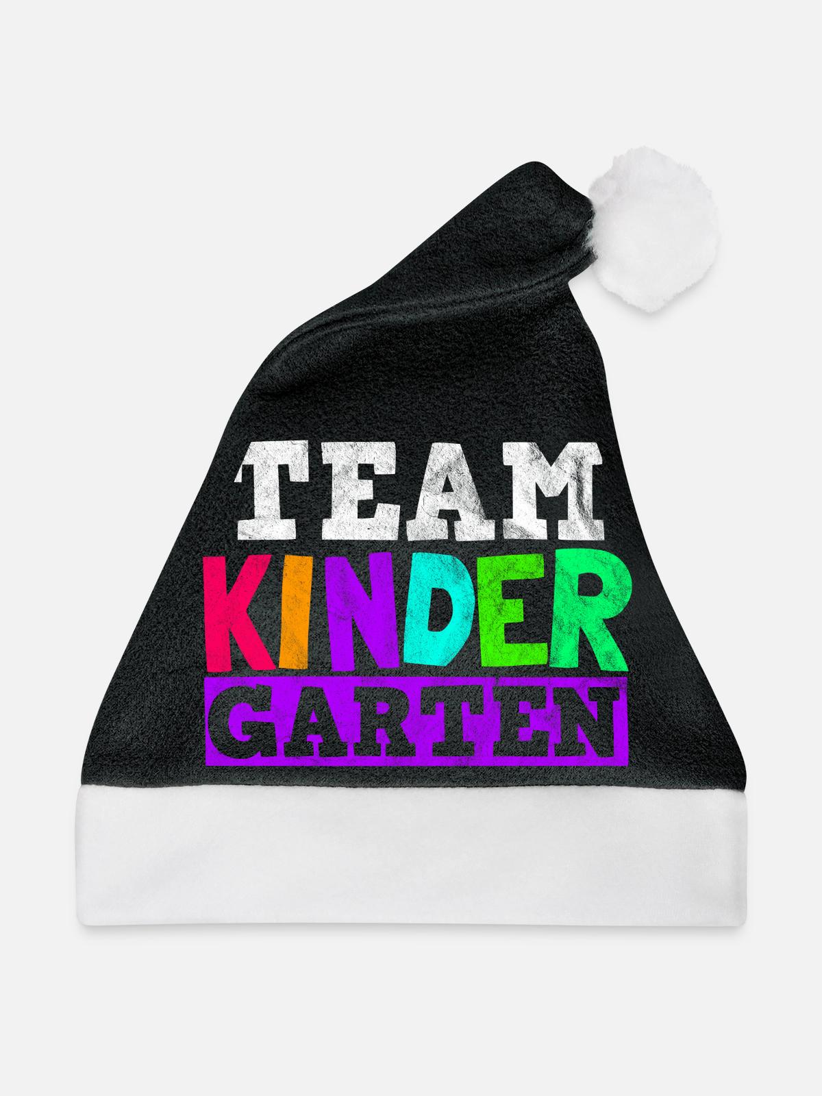 Team Kindergarten - Geschenk - Weihnachtsmütze - Schwarz/Weiß - Vorne