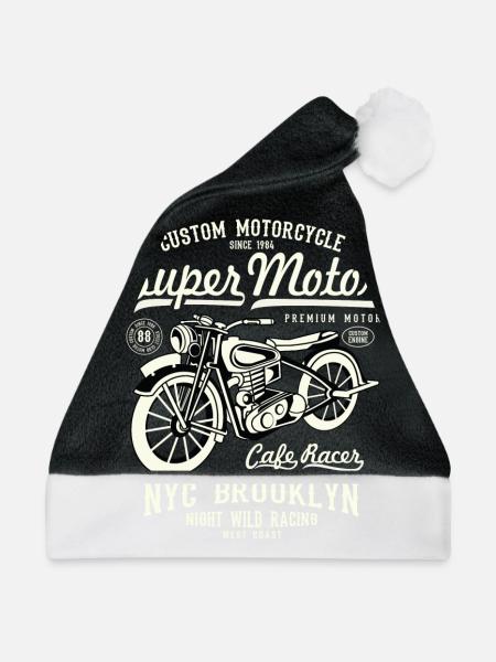 Super Motor Motorrad - Weihnachtsmütze - Schwarz/Weiß