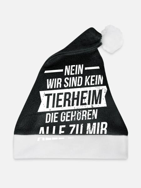 Kein Tierheim - die gehören alle zu mir | Mehrhund - Weihnachtsmütze - Schwarz/Weiß - Vorne