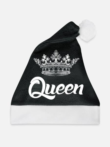 Queen T Shirt - Partnerlook - Geschenk - Weihnachtsmütze - Schwarz/Weiß
