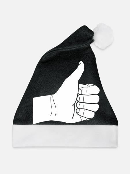 daumen hoch - Weihnachtsmütze - Schwarz/Weiß - Vorne