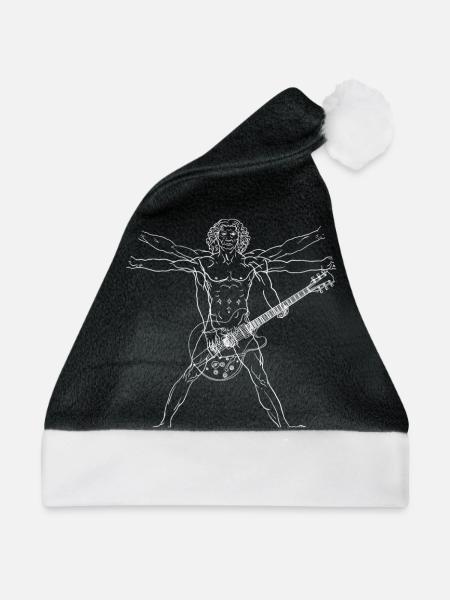Vitruvian Guitar Man Guitarist Rock Star Cool - Weihnachtsmütze - Schwarz/Weiß - Vorne