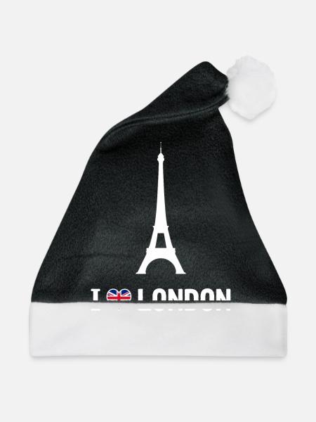 I love London Spaß-Shirt - Weihnachtsmütze - Schwarz/Weiß