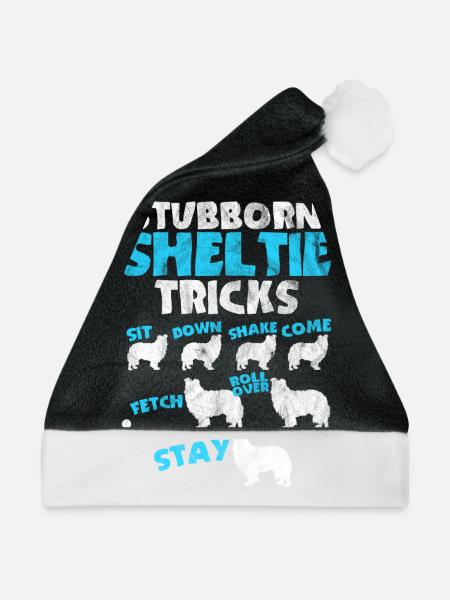 Shirt als Geschenk für Hundebesitzer eines Sheltie - Weihnachtsmütze - Schwarz/Weiß