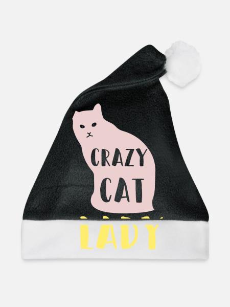 Crazy Cat Lady - Weihnachtsmütze - Schwarz/Weiß
