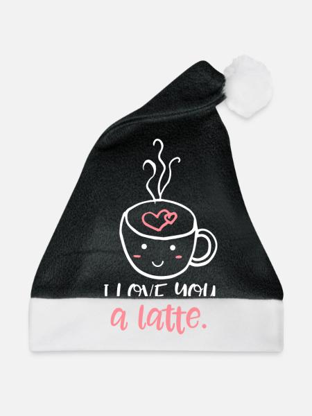 Ich liebe dich ein Latte - Weihnachtsmütze - Schwarz/Weiß - Vorne