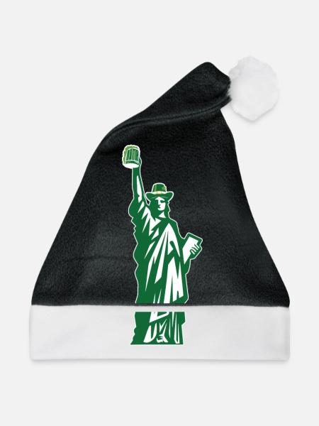 St. Patricks Day Freiheitsstatue Irish Green - Weihnachtsmütze - Schwarz/Weiß - Vorne