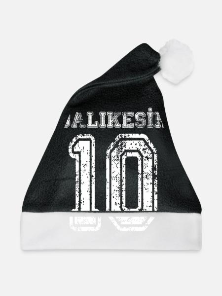 10 Balikesir Türkisches Nummernschild als Geschenk - Weihnachtsmütze - Schwarz/Weiß - Vorne