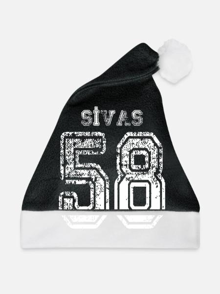 58 Sivas Türkisches Nummernschild als Geschenk - Weihnachtsmütze - Schwarz/Weiß - Vorne