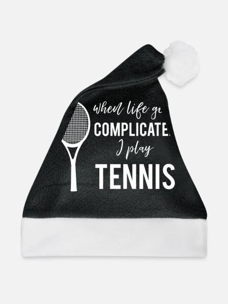 Tennis - Life - Tennisschläger - Play - Geschenk - Weihnachtsmütze - Schwarz/Weiß - Vorne