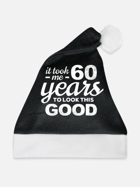 60 Jahre 60. Geburtstag - Weihnachtsmütze - Schwarz/Weiß - Vorne