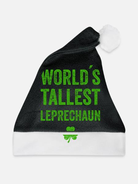 Leprechaun St. Patricks Day T Shirt Kobold - Weihnachtsmütze - Schwarz/Weiß - Vorne