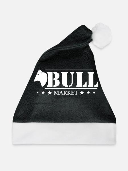 Bullen Markt - Aktien Börse Geld Finanzen - Weihnachtsmütze - Schwarz/Weiß - Vorne