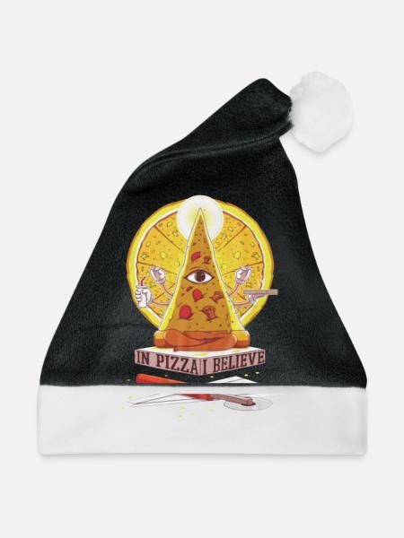Believe in Pizza - Weihnachtsmütze - Schwarz/Weiß