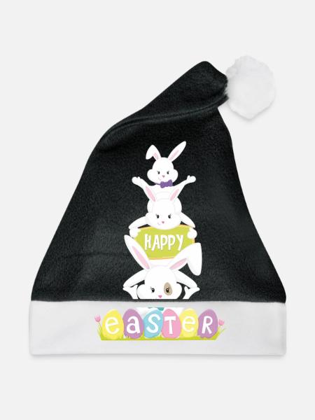 Happy eastern - Weihnachtsmütze - Schwarz/Weiß - Vorne