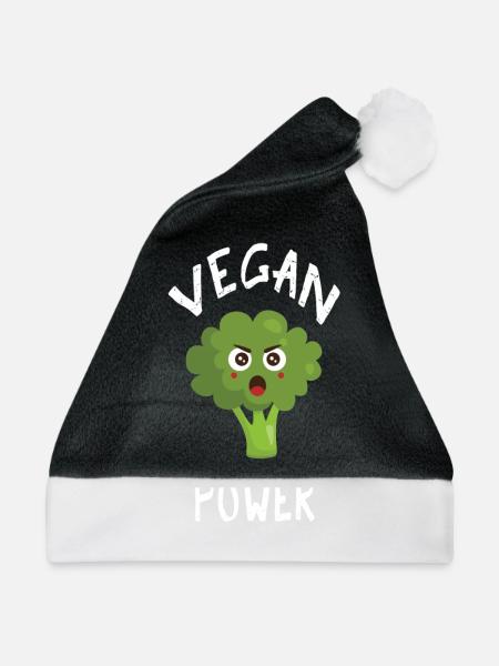 Vegan Power Shirt - Weihnachtsmütze - Schwarz/Weiß