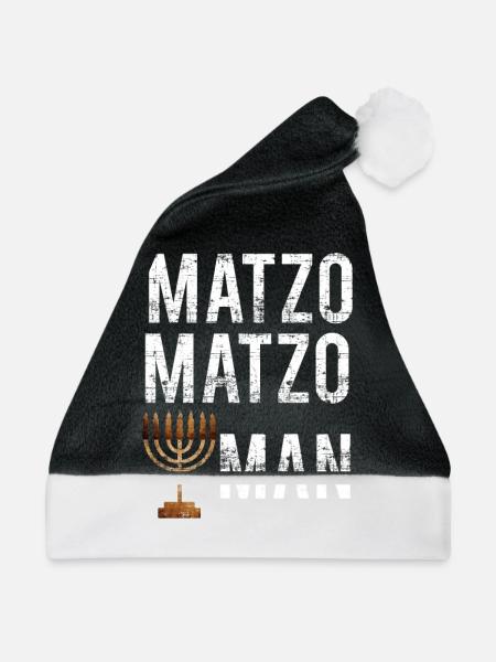 Matzo Matzo Funny MENORAH HANUKKAH - Weihnachtsmütze - Schwarz/Weiß - Vorne