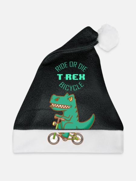 Strample oder sterbe - T-Rex Fahrrad - Weihnachtsmütze - Schwarz/Weiß