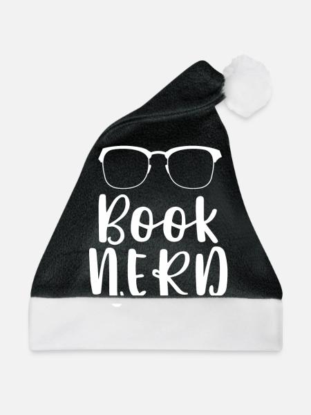 Bücher Nerd - Lesen - Leseratte - Geschenk - Weihnachtsmütze - Schwarz/Weiß - Vorne