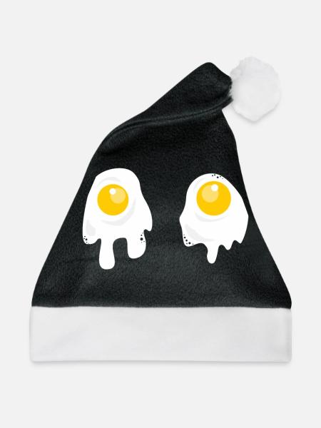 Fried Eggs - Breakfast - Weihnachtsmütze - Schwarz/Weiß - Vorne
