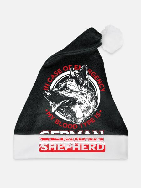 Schäferhund - Weihnachtsmütze - Schwarz/Weiß