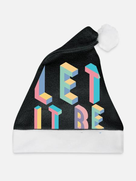 Lett it be,Typografie - Weihnachtsmütze - Schwarz/Weiß