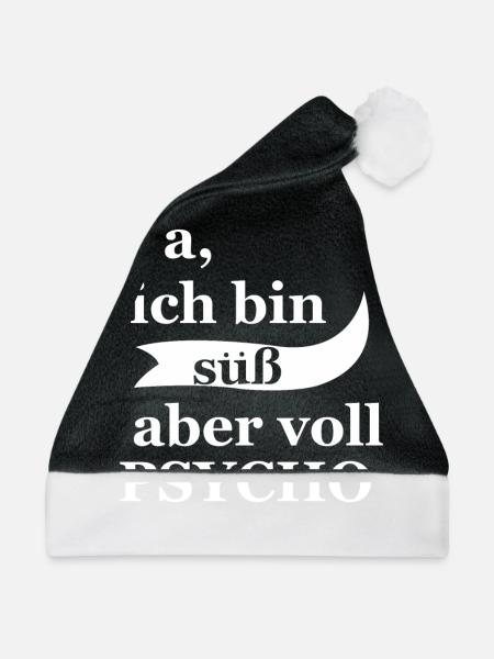 Ja ich bin süß aber voll psycho! - Weihnachtsmütze - Schwarz/Weiß