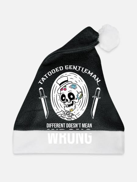 Tattoo Motiv - Tatooed Gentleman - Tätowiert Tinte - Weihnachtsmütze - Schwarz/Weiß
