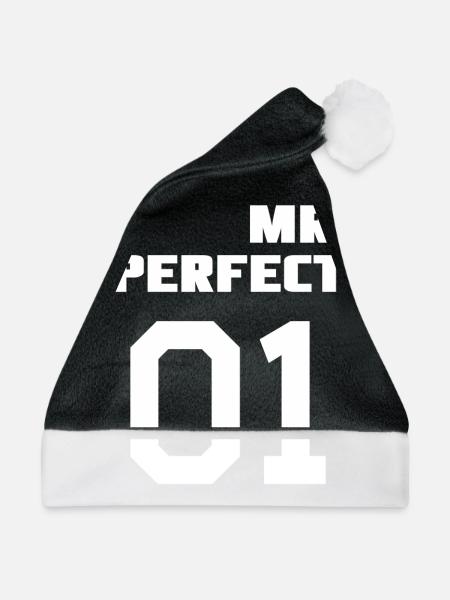MR. PERFECT & MRS. PERFECT Pärchen Shirt - Weihnachtsmütze - Schwarz/Weiß