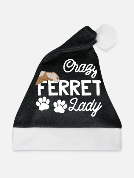 Frettchenfreund - Frettchen - Frettchenlady - Weihnachtsmütze - Schwarz/Weiß - Vorne