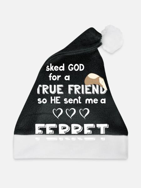 Frettchenfreund - Frettchen - Bester Freund - Weihnachtsmütze - Schwarz/Weiß