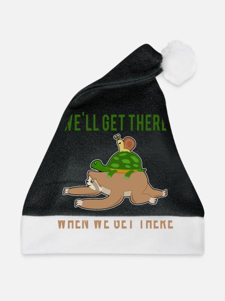 Faultier Running Team - "We'll get there" - Weihnachtsmütze - Schwarz/Weiß
