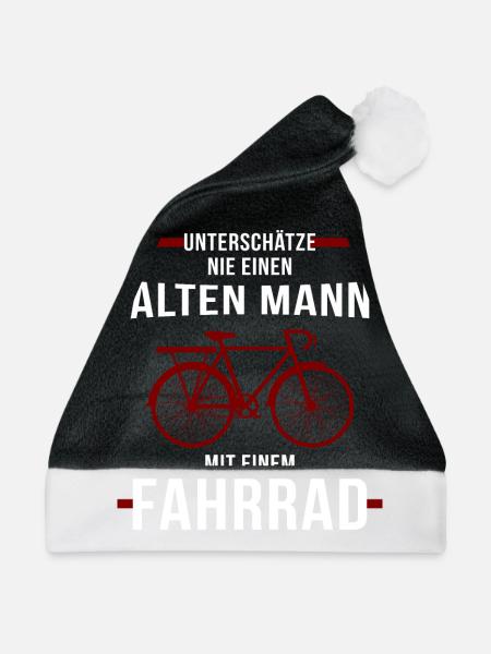 Alter Mann Fahrrad - Weihnachtsmütze - Schwarz/Weiß