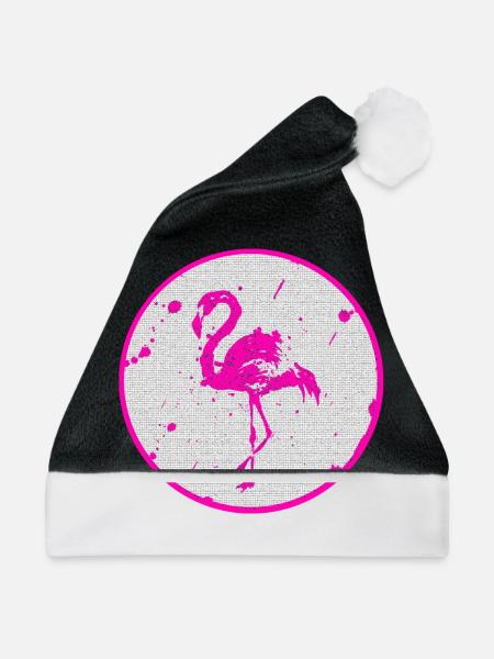Pinker Flamingo - Weihnachtsmütze - Schwarz/Weiß