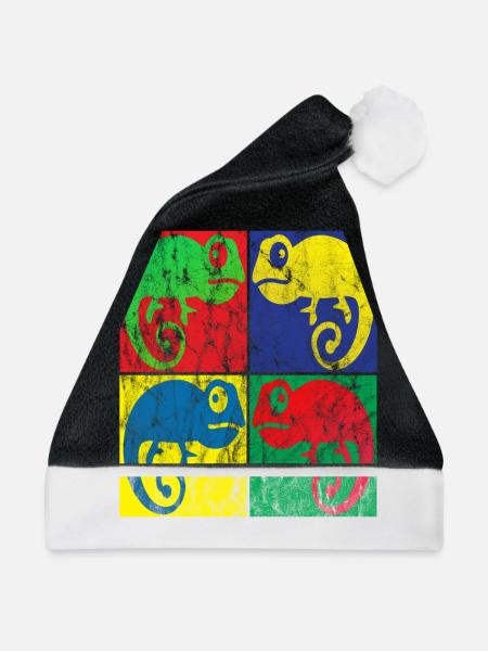 Chamäleon Pop Art - Weihnachtsmütze - Schwarz/Weiß