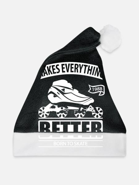 Born To Skate Shirt & Geschenk - Weihnachtsmütze - Schwarz/Weiß