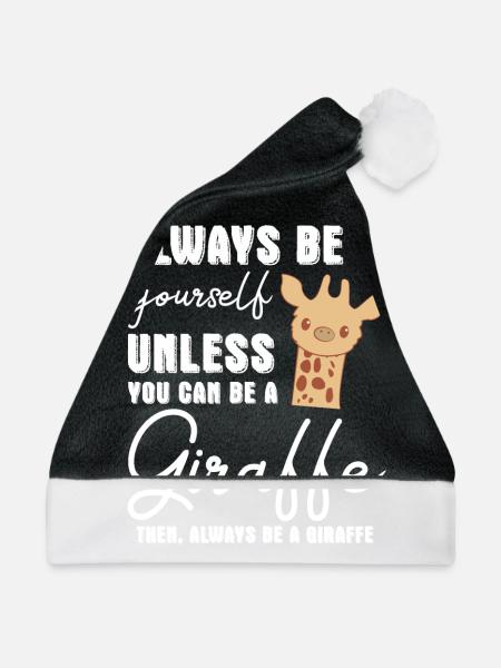 Giraffe - Giraffen - Giraffenfan - Be Yourself - Weihnachtsmütze - Schwarz/Weiß - Vorne