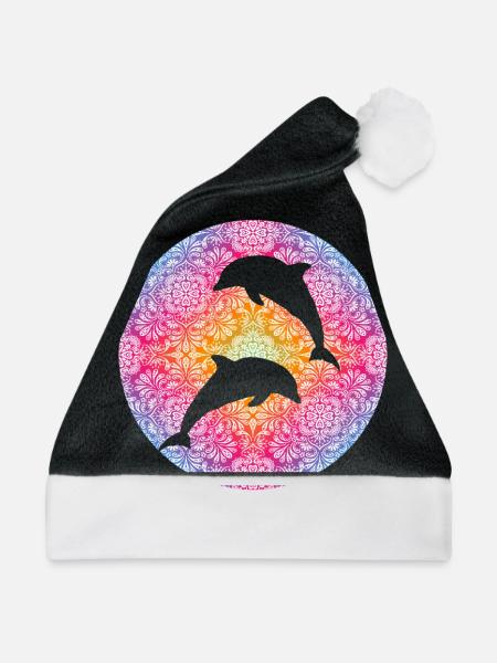 Dolphin Mandala - Weihnachtsmütze - Schwarz/Weiß