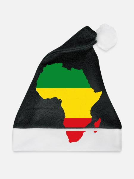 Afrika Karte Reggae Rasta Rastafari Ragga Regge - Weihnachtsmütze - Schwarz/Weiß - Vorne