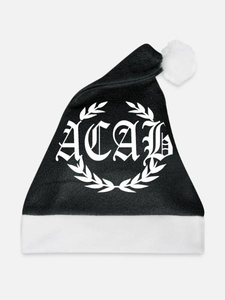 ACAB Hooligan Lorbeerkranz Skinhead Punks - Weihnachtsmütze - Schwarz/Weiß - Vorne
