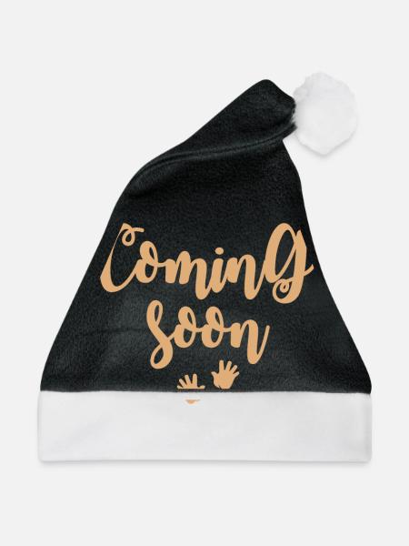 Coming Soon/Schwangerschaft - Weihnachtsmütze - Schwarz/Weiß