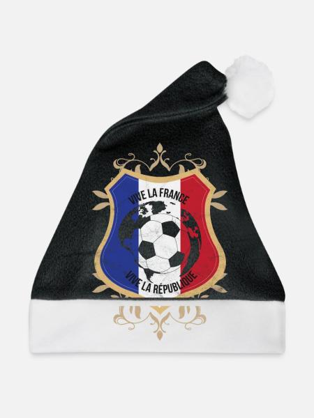 Frankreich Flagge Nationalfarben Paris Fußball - Weihnachtsmütze - Schwarz/Weiß - Vorne